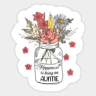 Happiness Is Being An Auntie Wildflowers Happy Mother's Day Sticker